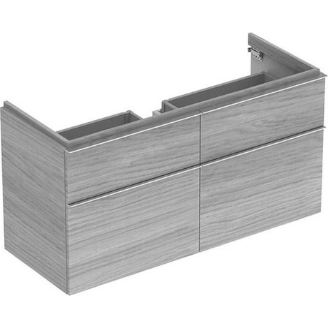 Meuble bas pour lavabo Geberit iConavec une largeur à partir de 120 cm,avec quatre tiroirs: Largeur 119cm, Hauteur 62cm, Profondeur 47.7cm, Chêne naturel / Mélamine structuré bois