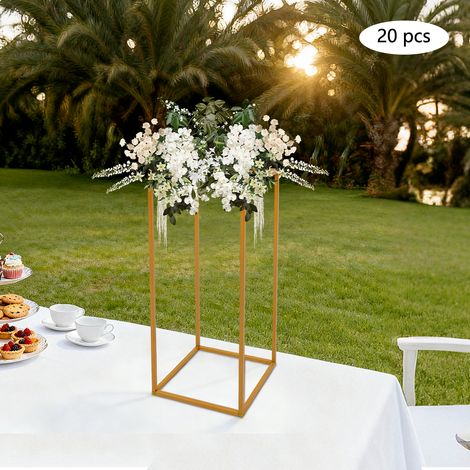 Lot de 20 supports à fleurs dorés, décorations de table de mariage - dorés, rectangulaires, 24 × 24 × 60 cm (1/5)