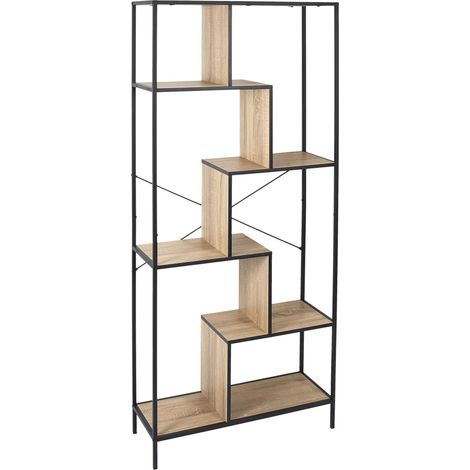 Étagère Industrielle Edison en Fer et Bois 80 cm Noir (1/5)