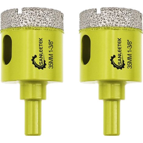 Foret Diamant Carrelage 35mm 2Pièces Scie Cloche Diamant avec Tige Ronde pour Céramique Porcelaine Marbre Granit Quartz (1/5)