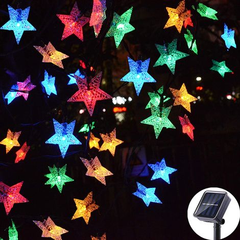 Guirlande Lumineuse Solaire - Étoiles 50 LED - Longueur 9 M - Multicolore - Pour Jardin Terrasse Pelouse Décoration Extérieure (1/5)