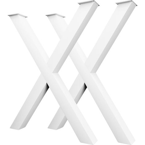 CM Furniture - Set di 2 gambe per tavolo in metallo, colore bianco, altezza 40 cm, larghezza 30 cm. Base del tavolo in acciaio a forma di X, facile da montare. Ideale per panca, sala da pranzo, tavoli (1/5)
