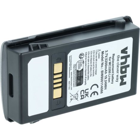vhbw batteria sostituisce Motorola BTRY-MC32-01-01 per lettore di codici a barre, POS (5200mAh, 3,7V, Li-Ion)