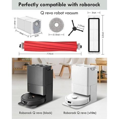 19pcs Accessoires pour Roborock Q Revo Aspirateur Robot Ensemble de Pièces de Rechange avec 1 Brosse Principale 4 Serpillères 4 Sa - Crezuo (1/3)