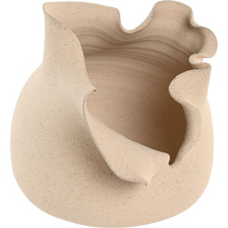 Jarron Ceramica 27X22X22 Organico Artesanal Blanco (1/4)