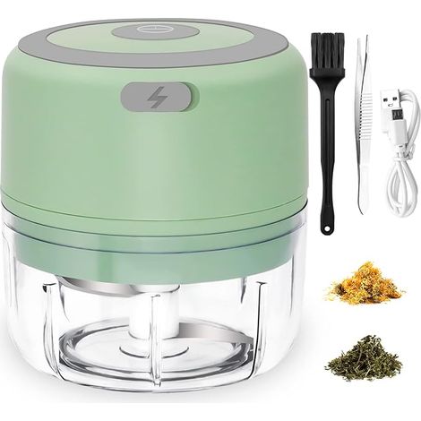 Molinillo eléctrico de hierbas, recargable por USB, recipiente transparente de 96 g, portátil e impermeable, para especias y alimentos.