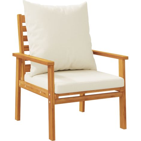 Lot de 2 Fauteuil de jardin,Chaise d'extérieur avec coussin bois massif d'acacia CFW1908197 (1/5)