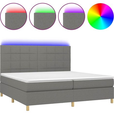 Maison Exclusive - Letto a Molle Materasso e LED Grigio Scuro 200x200cm in Tessuto (1/5)