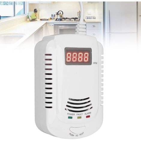 Détecteur de gaz naturel domestique avec affichage numérique LED, détecteur de fuite de monoxyde de carbone et alarme vocale, prise UE 90-220 V (1/5)