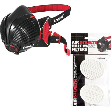 Trend STEALTH/SM AIR STEALTH Half Face Dust Mask with Spare x2 P3 Filters S/M