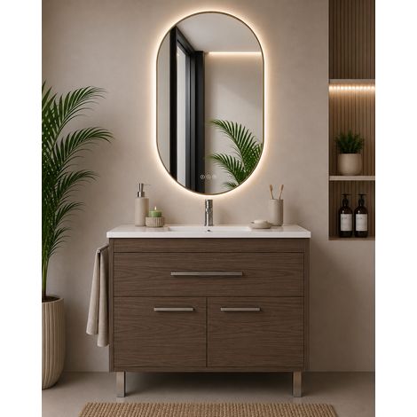Mobile bagno con lavabo ORIGENBATH BAHIA senza specchio 60x35 cm frassino tea (1/3)