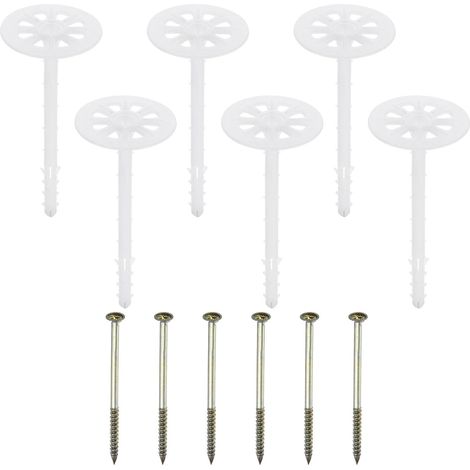142mm Perforated Insulation Nails, Pack of 30 Plastic Insulation Dowels for Fixing Foam Panels to Masonry Wall or Ceiling (1/5)