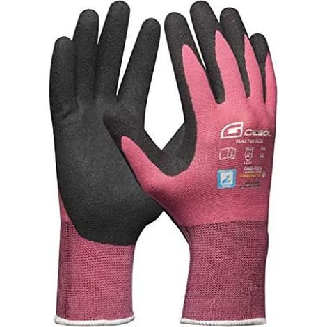 Gebol Master Flex Lady, guanti da lavoro con rivestimento in nitrile in PPU, guanti in nitrile dermatologicamente testati, guanti da giardinaggio da donna, taglia XS (Gr 6), rosa, 1 paio (1/4)