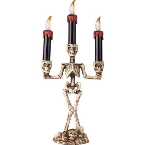 Photophore Halloween Bougies LED chandelier ampoules squelette tête de mort Bougies sans flamme, fonctionne à piles, éclairage effrayant pour décorations Halloween, décoration de table(sans batterie) (1/5)