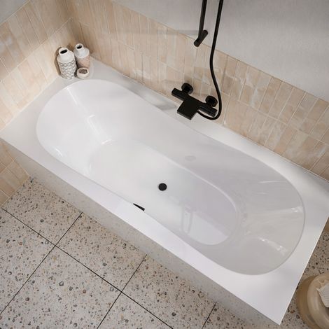 Vasca rettangolare duo 180x80x54cm - 100% acrilico bianco lucido - Linee arrotondate
