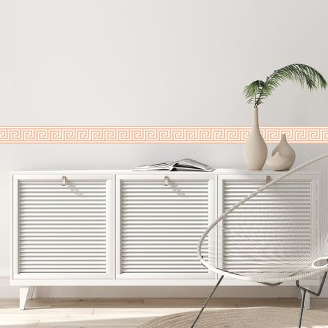 Frise décorative adhésive, greece peach, motif antiquité grecque, pêche, 10 cm X 300 cm (1/5)