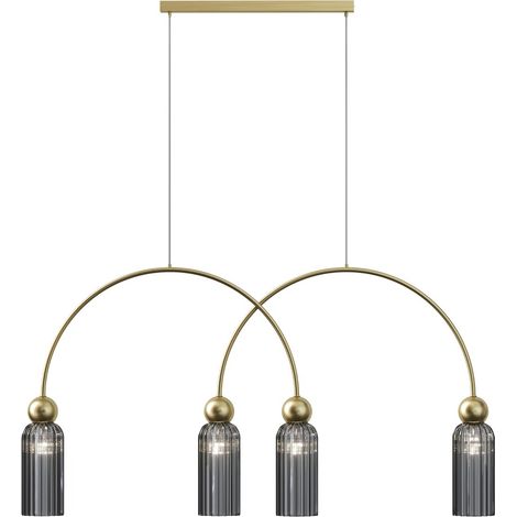 Lampada sospensione ANTIC ottone/grigio vetro 4xE14 Maytoni