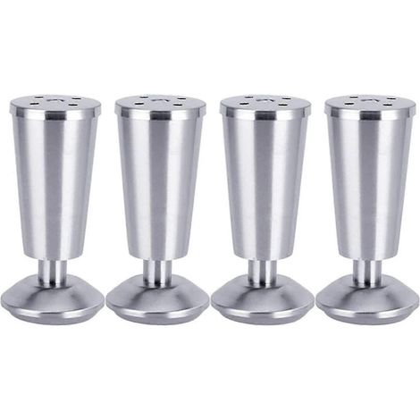 Quatre pieds de meubles épais en acier inoxydable avec forme de coupelle réglable, adaptés aux armoires, canapés, etc. (1/5)