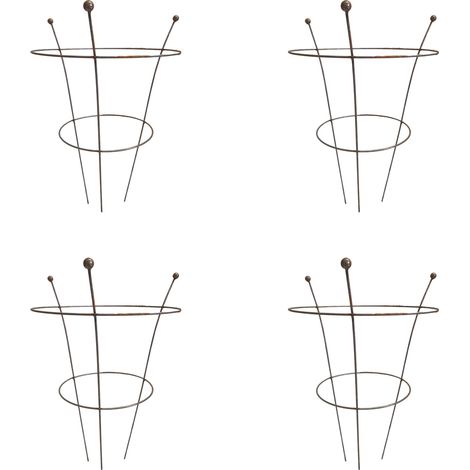 Pack of 4 Tom Chambers Herbaceous Bare Rusted Steel Garden Plant Support Medium 54cm x 40cm (1/5)