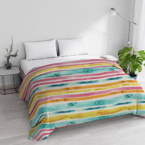 Couette d'hiver matelassée réversible en Microfibre Douce 250 x 245 cm (1/5)