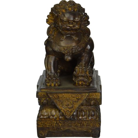 Design Toscano NY13668011 Statua Cane da Guardia Cinese Lion Foo, Femmina, Bronzo (1/5)