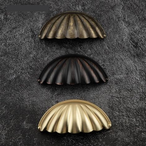 Bouton de porte en laiton antique forme coquillage, poignée (1/5)