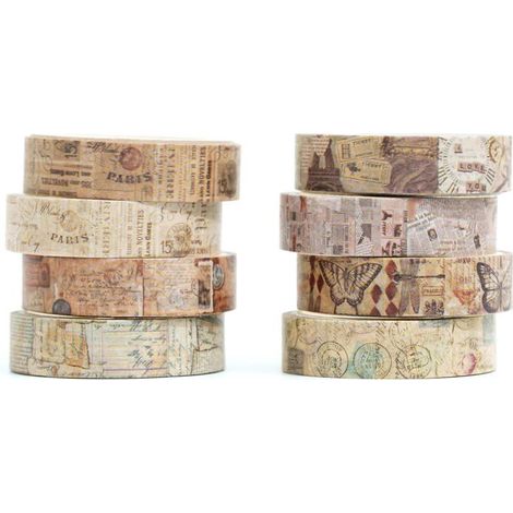 Lot de 8 rouleaux de ruban adhésif washi fin — ruban adhésif décoratif de style vintage, idéal pour emballer les cadeaux (1/4)