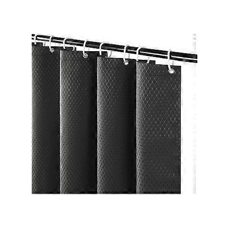 Duschvorhang 180x200cm, schimmelresistent und waschbar, dunkelgraues Waffelgewebe, dickes Polyester, wasserdicht, für Badewanne und Badezimmer, mit 12 Ringen