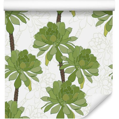 Papel pintado con diseño de árboles tropicales para salón y dormitorio, 50x1000 cm. (1/5)