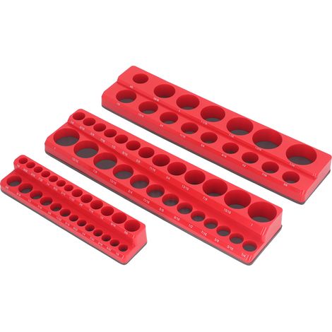 Support magnétique 3 pièces porte-douilles plastique rangement empreintes 1/4 3/8 1/2 pouces capacité 68 embouts (1/5)