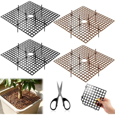 Grille Protection Plante 4pcs Protection Plante Chat 30cm Carré Pot de Fleurs Grille Environnement Protections Plantes Interieur Chat Non Toxique Pour Protéger les Enfants les Animaux Domestiqu