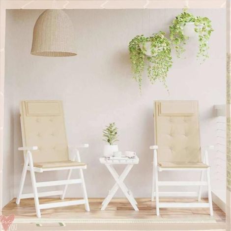 361883 Coussins de chaise à dossier haut lot de 2 beige tissu oxford (1/5)