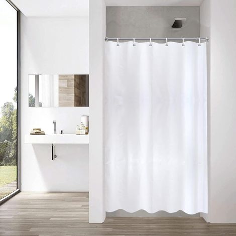 Rideau de Douche Textile étroit 120x180, Tissu Polyester Petit Rideau de Bain Hydrofuge avec Oeillets métalliques, Largeur 120 x Hauteur 180cm (1/5)