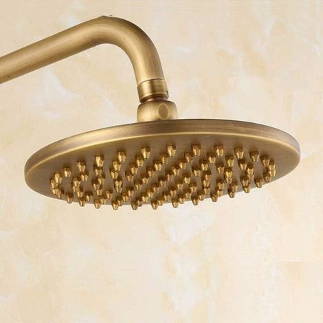 Pommeau de douche effet pluie, diamètre 20 x 20 cm, en cuivre et laiton. (1/5)