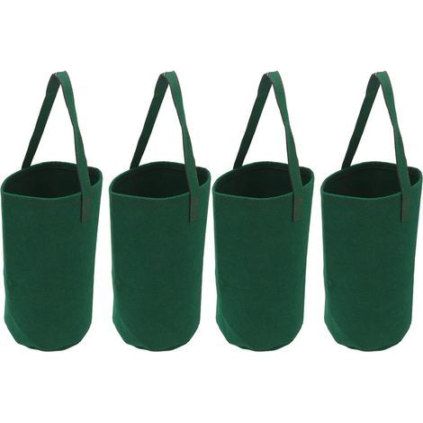 4pcs Planteur de Tomates à L'envers, Sac de Culture Suspendu en Feutre, Sacs de Culture de Plantes de Fleurs Végétales Multifonctions avec Poignées pour Tomates Fraises(Vert) (1/2)