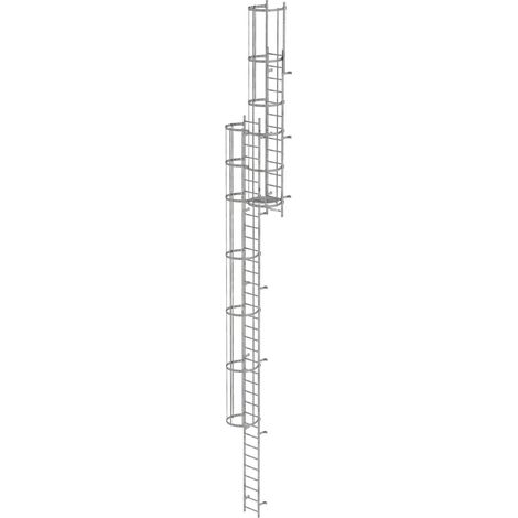 Günzburger Steigtechnik Echelle à crinoline avec protection dorsale (construction) Acier galvanisé 12,96 m - 520135 (1/3)