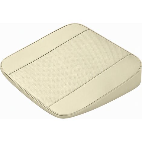 Rehausseur de siège auto incliné +6 cm, simili cuir beige, coussin surélevé pour conducteur de petite taille et auto-école (1/5)
