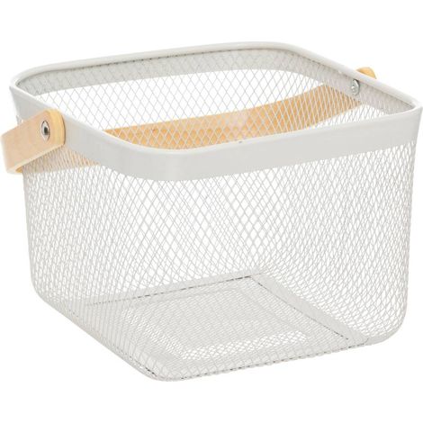 Cestino quadrato in metallo beige e bianco mayaj 26x24,5 cm - 5five (1/3)