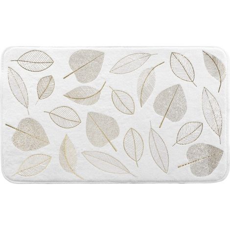 Tapis de Bain Joya Feuilles Dorées Blanc 45x75 cm (1/4)