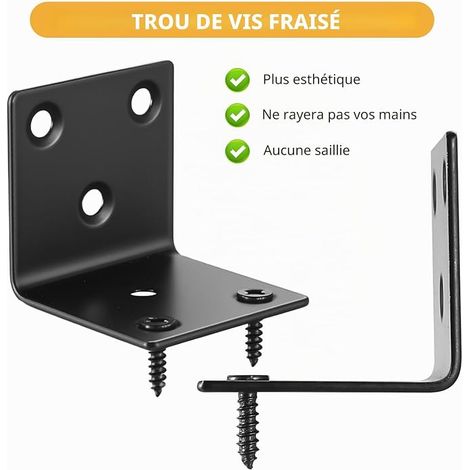 Metal Bracket Heavy Load Bracket, Reinforced Mounting Bracket, Wood Connector 90 Degree Black Corner Bracket (40 x 40 x 40 mm) (1/4)