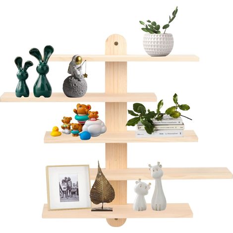 5-stufiges Wandregal aus Holz – Praktisches Wandregal – Dekoratives Wandregal für Wohnzimmer, Schlafzimmer, Badezimmer (B) (1/5)
