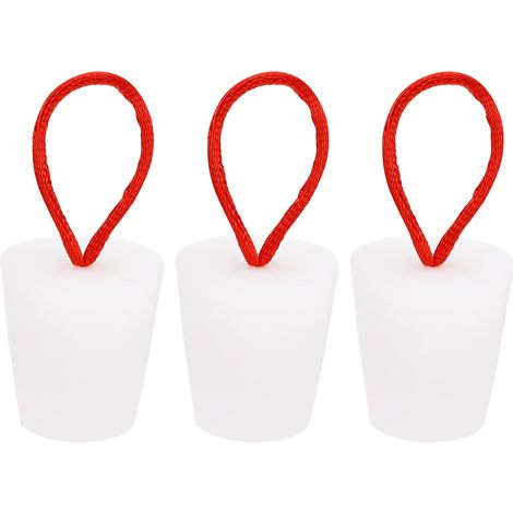 Caoutchouc Conique Bouchon 18 à 25mm Solide Baignoire Bonde Bouchon avec Poignée pour Test Tubes, Eau Tuyau, Drainage Trou, Blanc 3 Pièces (1/5)