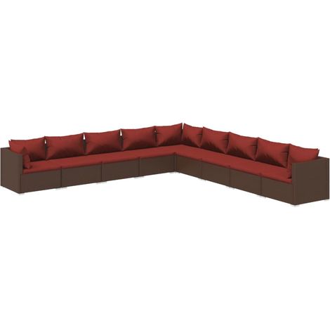 Maison Exclusive - 9-tlg. Garten-Lounge-Set mit Kissen Poly Ratta (1/5)