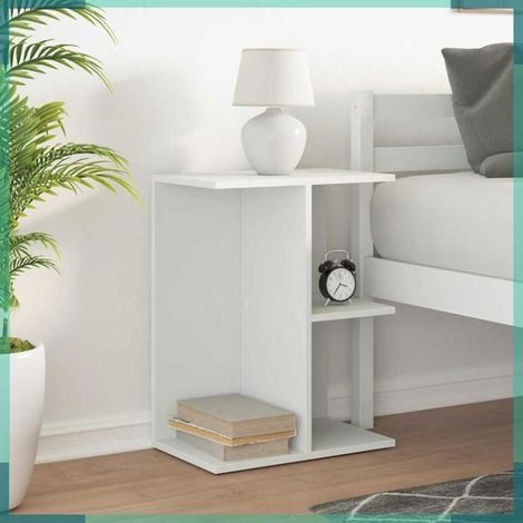 Table de chevet - 858650 - blanc - bois d’ingénierie - 46,5x29x61 cm (1/5)