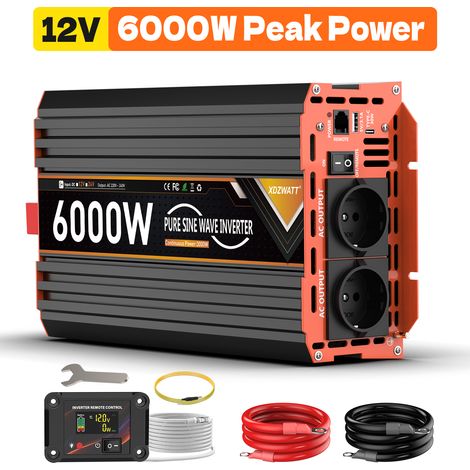 Spannungswandler 12V auf 230V – Reiner Sinus 3000W Dauerleistung 6000W Spitzenleistung – Überhitzungs- und Kurzschlussschutz (1/5)