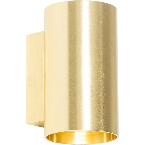 QAZQA Moderno Aplique inteligente redondo dorado con 2 WiFi GU10 - Sandy Aluminio Redonda Adecuado para LED Max. 2 x 4.8 Watt