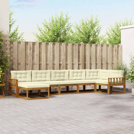 vidaXL Outdoor-Sofagarnitur mit Kissen 7 pcs Natur und Creme (1/5)