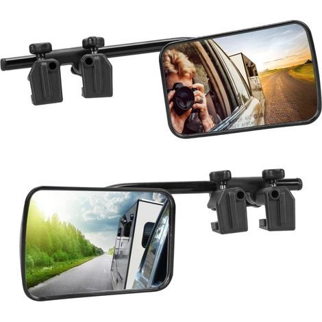 Lot de 2 rétroviseurs universels supplémentaires pour caravane, réglables à 360°, pour tous les types de véhicules courants (1/5)