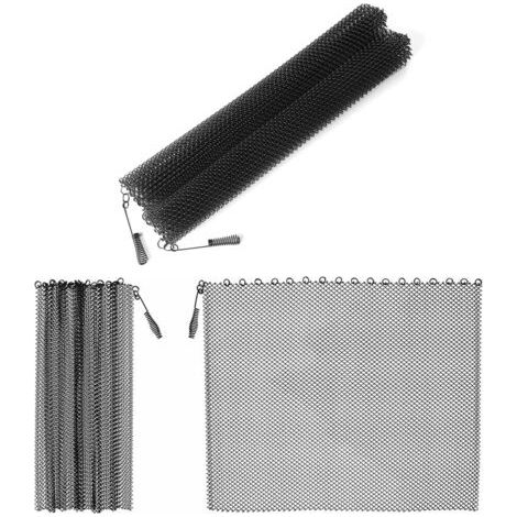 Rideau en maille robuste avec 2 tirettes (2 panneaux) pour cheminée à bois (61 x 48,3 cm) (1/5)