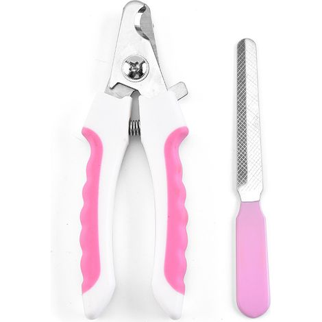 Coupe-ongles pour chiot avec lime rose blanc (1/2)